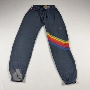 Aviator Nation Sweatpants Womens S Gray* 7 Stripe Rainbow Joggers USA Made READ - Picture 1 of 16