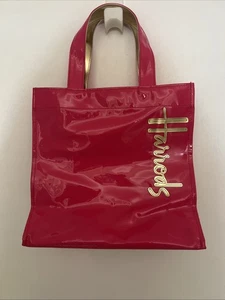 Harrods rosa Lack Shopper Beuteltasche 9,5” x 9” limitierte Auflage - Bild 1 von 6