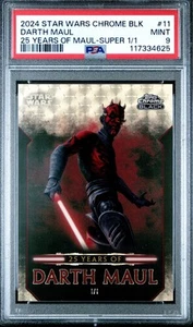 2024 TOPPS STAR WARS CHROME BLACK 25 YEARS OF DARTH MAUL SUPER 1/1 #DM-11 PSA 9 - Picture 1 of 3