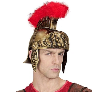 Gladiator-Helm Zenturion Gold-Rot Kostüm-Zubehör antiker Römerhelm mit Federn - Bild 1 von 2