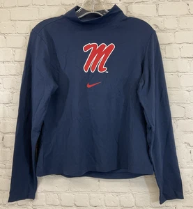 Nike ZWFB1200 Youth ESSENTIAL OLE MISS maglia finta manica lunga rosso navy L Large - Foto 1 di 12