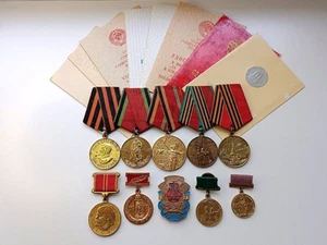 Soviet Russian Set Medals and Badges of WW2 Veteran, Victory over Germany. USSR - Picture 1 of 24