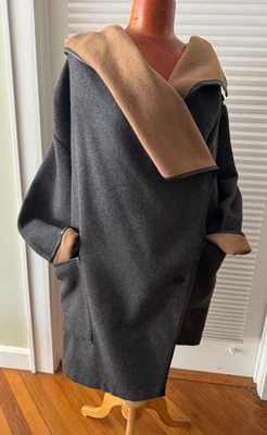 Chaqueta con ribete de cuero negro/cachemira Ivan Grundahl talla grande 38 Foto 1 de 4