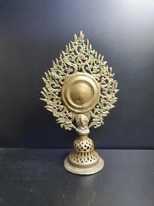 Brass Antique Buddhist Altar Mirror Tibetan from Nepal Culture - Picture 1 of 10