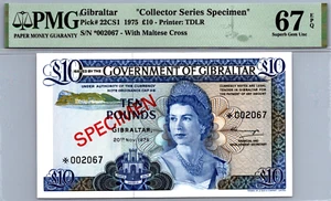 Gibraltar 10 Pounds 1975 PMG 67 EPQ SUPERB GEM UNC Pick # 22CS1 - Picture 1 of 3