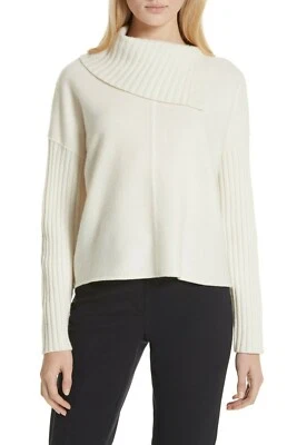 NEW Nordstrom Signature Split Turtleneck Cashmere Sweater in Ivory- Size L #S883 Foto 1 de 4