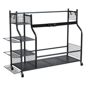 3 Golf Bag Stand Holder and Other Sports Equipment Storage Rack with Wheels - Picture 1 of 11