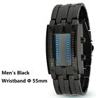 Stainless Steel Blue LED Binary Watch with Flashing Digits for Men and Women