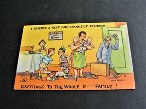 Greeting to the whole D... Family! - Unposted Humor Comic Postcard. - Picture 1 of 4