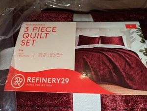 Refinery29 | RED Soft Microfiber Comforter Full/Queen 3 Piece Quilt Set - Picture 1 of 5