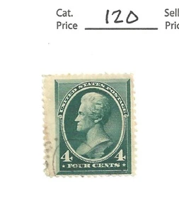 US Scott # 211, 4 cent blue green,Jackson, 1883 American Bank, VF, scv. $120 - Picture 1 of 2