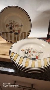 Vintage HD Designs Le Chef Dinner Plates Hand Painted Set of 6 Stoneware - Picture 1 of 8