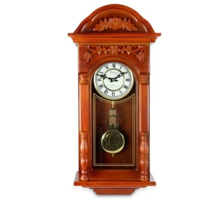 Clock Wall With Pendulum Chimes Melodies Motion Bedford Clock 27.5 Inch Oak New - Image 1 of 3