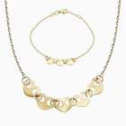 Pori Jewelry 14K Yellow Gold Triple Heart Bracelet Necklace Set