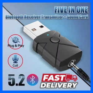 5-in-1 USB Bluetooth 5.2 Audio Transmitter Empfänger Adapter Wireless AUX Stick - Bild 1 von 8