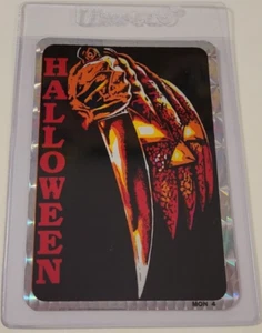 HALLOWEEN 1980s PRISMATIC Prism VENDING MACHINE STICKER CARD Michael Myers Knife - Picture 1 of 3