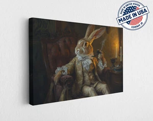 Rabbit Wall Art Print BestOfCanvas Whimsical Bunny 18th Century Canvas - Picture 1 of 7