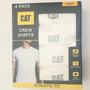 CATERPILLAR Mens Size Large 42-44 White 4-Pk Athletic Fit Crew Neck T-shirts - Picture 1 of 3