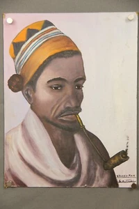 Bild Portrait Xhosa Man Afrika Tracht Pfeife Bantu Südafrika Ölgemälde - Bild 1 von 4