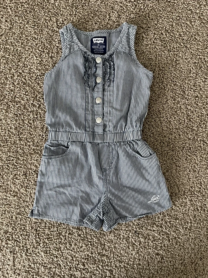 Levi’s Strampler 4T Ärmellos Einteiler Boho Kleinkind Streifen Stretch Overall - Bild 1 von 4