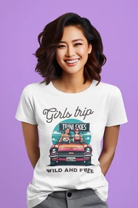 Ultimate Girls Trip with My Bestie Graphic Short Sleeve Pullover Crewneck Tshirt - Picture 1 of 4