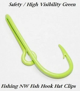 Safety / High Visibility Green Colored Eagle Claw Fish Hook Hat Clip / Pin - Picture 1 of 12
