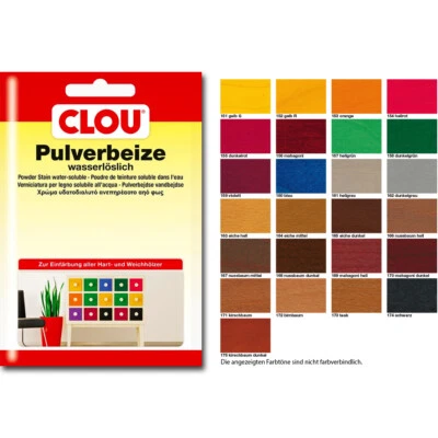 Clou Pulverbeize 12g Wasserbeize Holzbeize *versch. FARBEN* Hartholz Weichholz - Bild 1 von 4