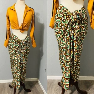 Zara New Beach Printed Pareo Sarong Skirt Front Knot Closure One Size Only M - Picture 1 of 12