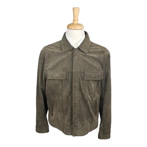 Vince Deep Brown Calf Suede Men’s Unlined Trucker Jacket Size Large L Mint - Picture 1 of 10