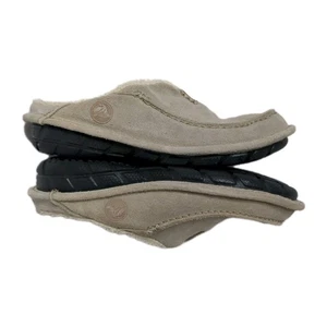 Crocs Moccasins Slippers Unisex M7/W9 Beige Suede Faux Fur Lined Slip On Cream - Picture 1 of 13