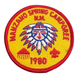 Manzano Spring Camporee Pfadfinder Aufnäher 1980 BSA gelb rot - Bild 1 von 2