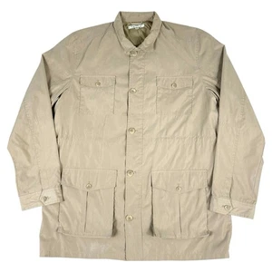 Travelsmith Safari Jacket Utility Full Zip Button Front Mens XL Long Lined Khaki - Picture 1 of 14