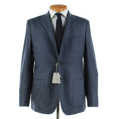 Abrigo deportivo Sartorio Kiton nuevo con etiquetas mezcla de lana talla 52 (42 EE. UU.) en pata de gallo azul Foto 1 de 4