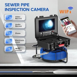 9'' Wireless HD DVR Sewer Camer Pipe Inspection Camera 23mm Video Meter Counter - Picture 1 of 21