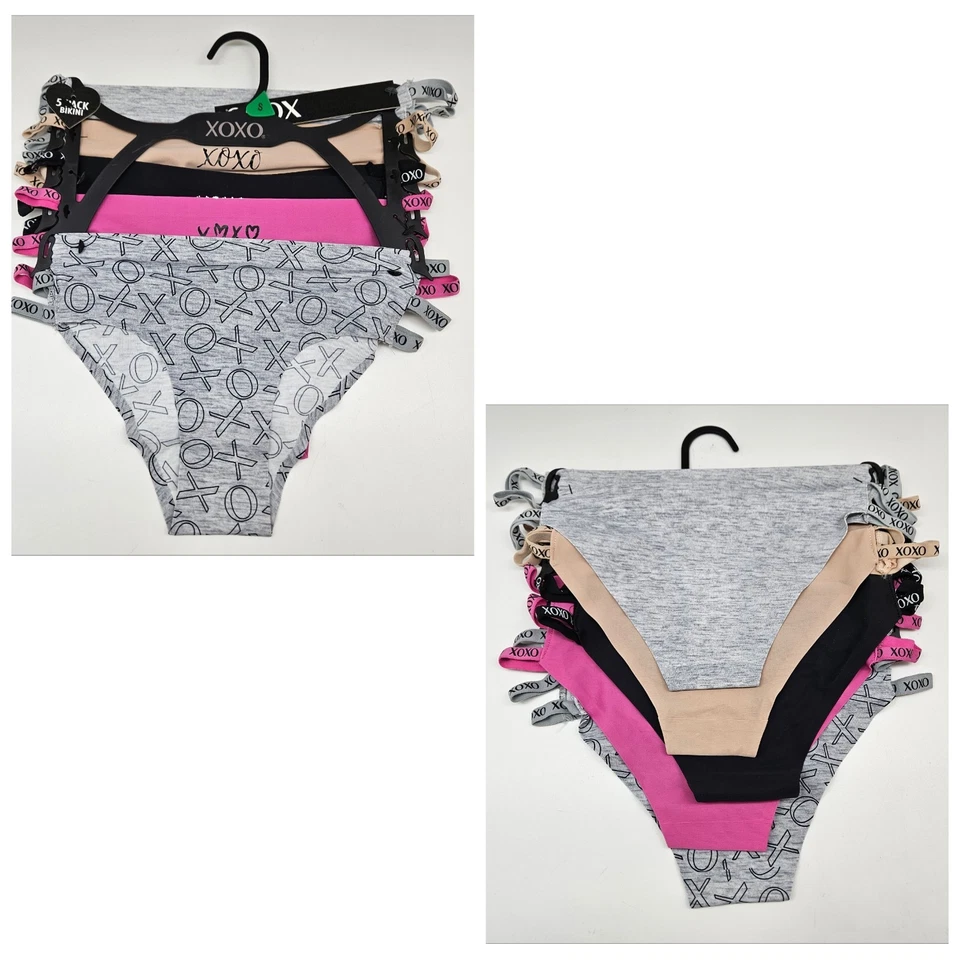 Paquete de 5 bikini XOXO para mujer S M L XL con correa lateral de microfibra gris beige negro rosa Foto 1 de 4