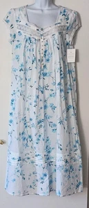 Eileen West weiß bunt Blumen Flügelärmel 100 % Baumwolle Rasen Ballett Nachthemd L - Bild 1 von 7