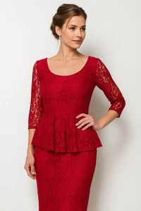 Sexy Vestido de Encaje Whimsigoth M Rojo Falda en Niveles Cuchara Vampiro Gótico Bruja Cóctel - Imagen 1 de 6