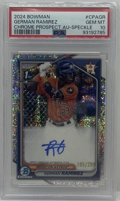 2024 Bowman German Ramirez Chrome Auto Speckle #/299 1st #CPA-GR Astros PSA 10 - Image 1 of 2
