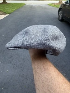 NEWSBOY CAP WOLLE VINTAGE MÜTZE grau Cabbie HERRINGBONE GR XL - Bild 1 von 5