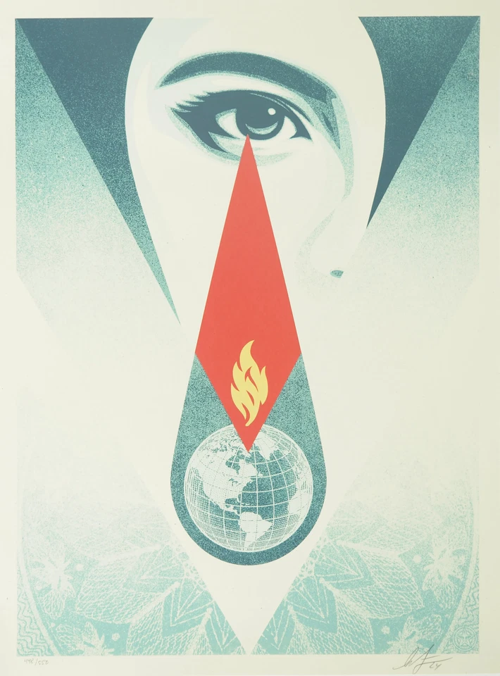 Shepard Fairey (Obey) : Tear Flame - Lithografie Originell Unterzeichnet - Bild 1 von 4