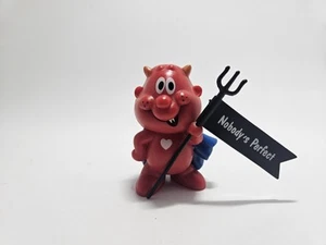 Vintage 2.5" Figure RUSS Red Devil With Blue Cape & Pitchfork Made In Hong Kong - Picture 1 of 2