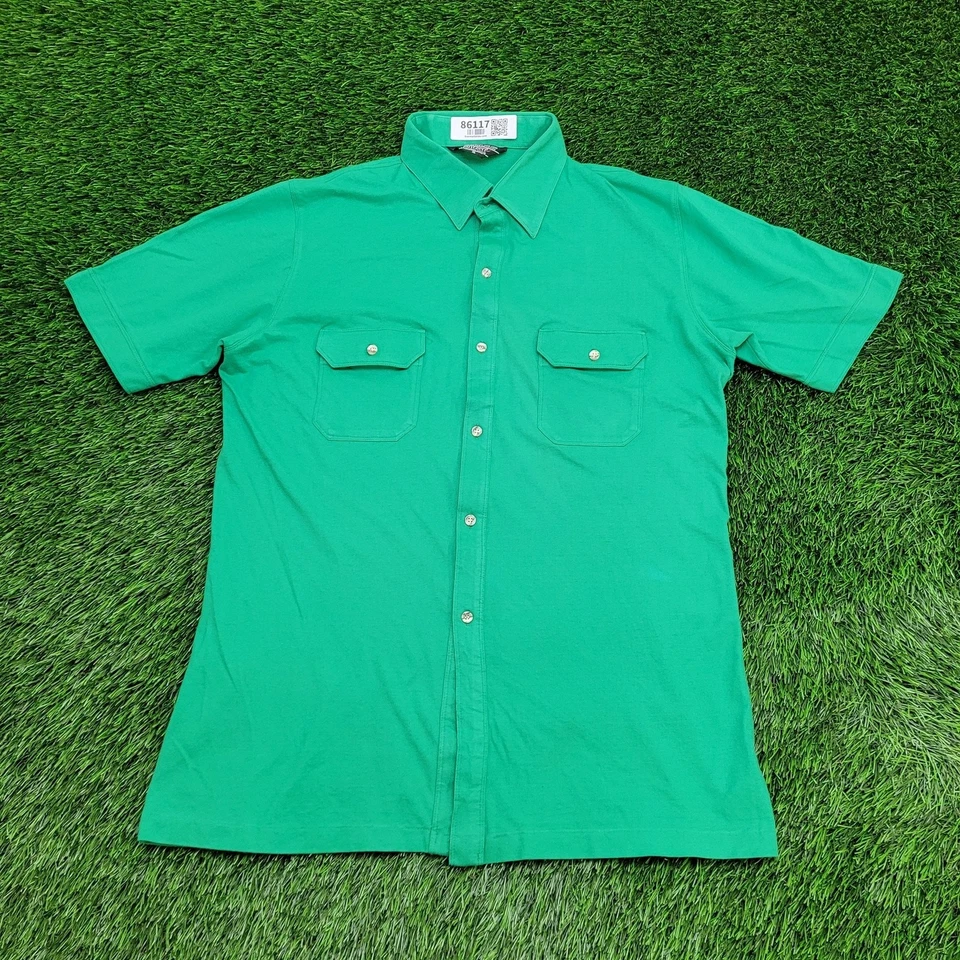 Camisa Vintage Años 80 Jantzen Disco Hippie Botón S/M 19x30 Verde Foto 1 de 4