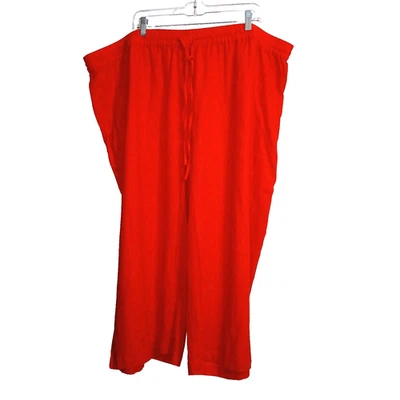 Pantalones capri DKNY para mujer mezcla de lino 3X rojo llama minimalista cordón pierna ancha Foto 1 de 4