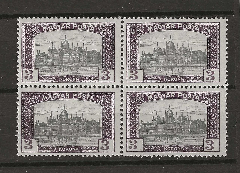 Hungary 1919 Sc# 195 Parliament building 3k block 4 MNH - Image 1 of 1
