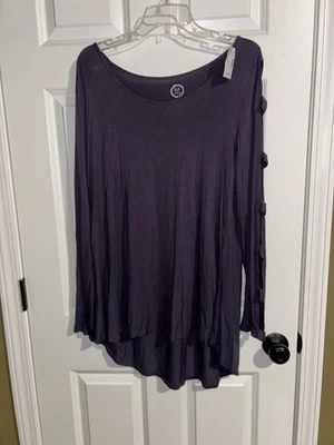 24/7 Maurices Camisa Larga Con Mangas Tiradas Talla Grande NUEVA Morada Foto 1 de 4