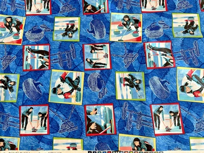 OOP 2007 VIP Cranston CURLING Sport Olympics Cotton Fabric RARE - Image 1 of 4