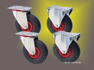 1 juego de ruedas neumáticas ø260mm 2 ruedas de dirección y 2 ruedas filetes - Imagen 1 de 1