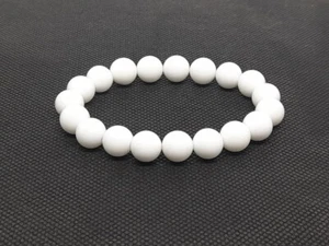 8MM Genuine White Agate Round Gemstone Bead Adjustable Man & Woman Bracelet 6-8" - Imagen 1 de 12
