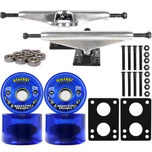 LONGBOARD Trucks/Wheels/Bearings SILVER 7.0 + BIGFOOT 76MM CRUISERS BLUE - Picture 1 of 6