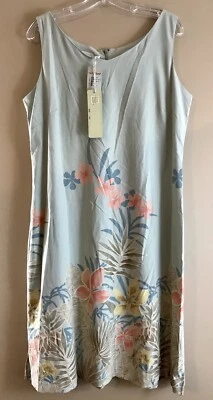 Tori Richard Orchid Road Shift Silk Sundress In Jade Size 14 New - Image 1 of 4
